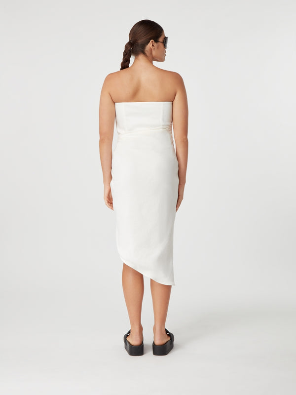 Gauge81 Lica Midi Linen Strapless Midi Dress