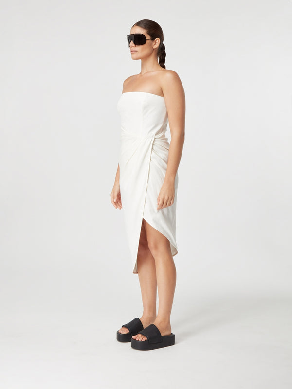 Gauge81 Lica Midi Linen Strapless Midi Dress
