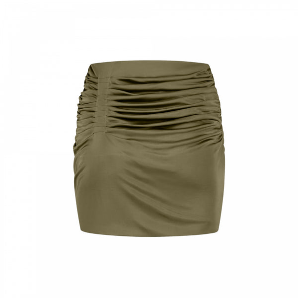 Gauge81 Maroon Mini Skirt With Side Tucks