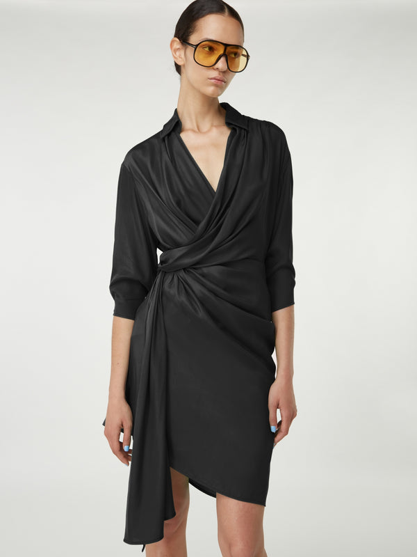 gauge81 miya long sleeve silk wrap dress