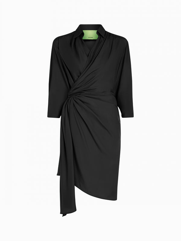 Gauge81 Miya Long Sleeve Silk Wrap Dress