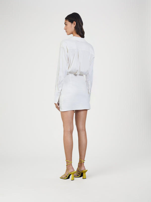 Gauge81 Naha Linen Linen Draped Shirt Mini Dress