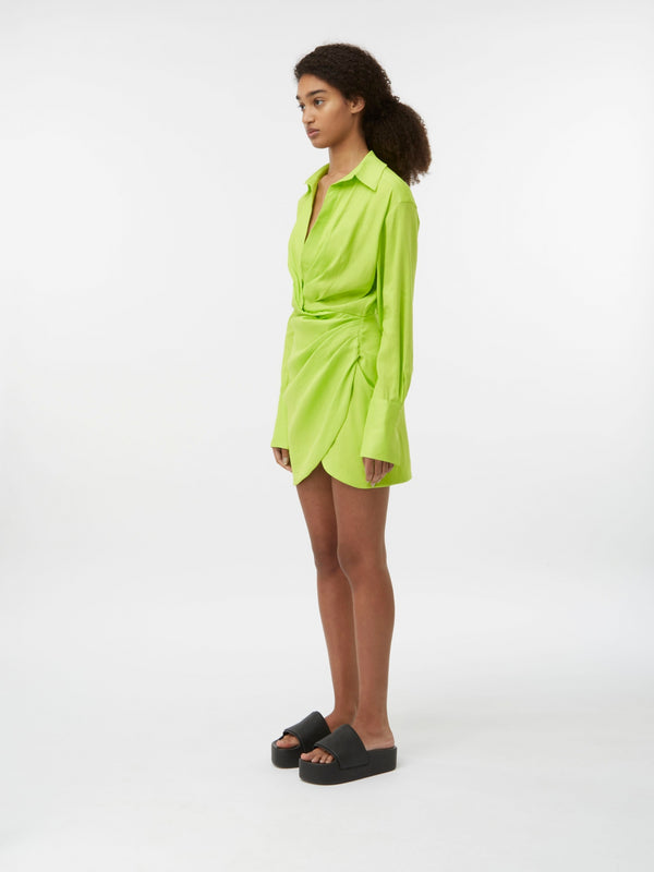 Gauge81 Naha Linen Linen Draped Shirt Mini Dress