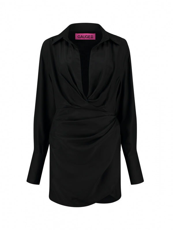 Gauge81 Naha Short Draped Silk Mini Dress