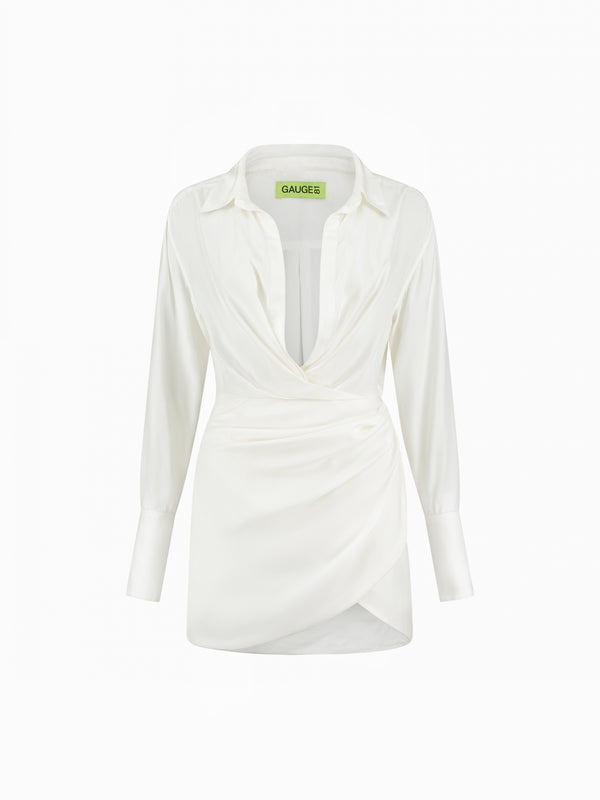 Gauge81 Naha Short Draped Silk Mini Dress