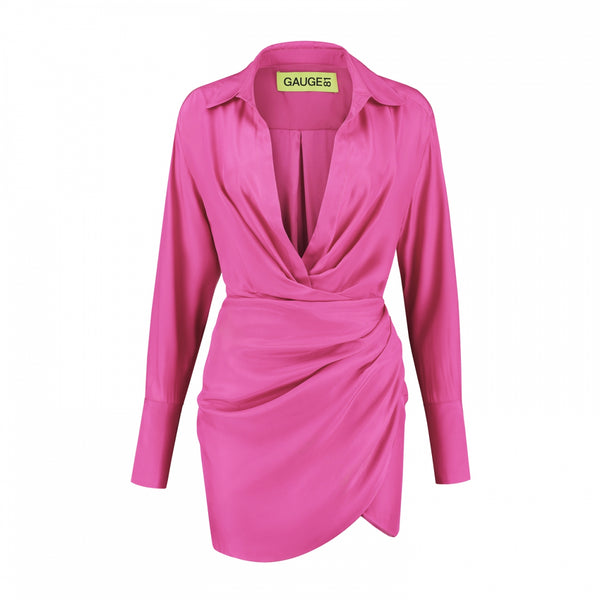 Gauge81 Naha Short Draped Silk Mini Dress