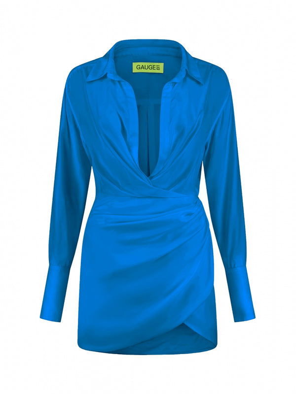 Gauge81 Naha Short Draped Silk Mini Dress