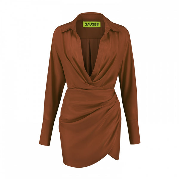 Gauge81 Naha Short Draped Silk Mini Dress