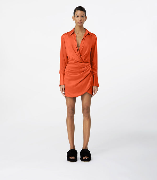 gauge81 naha short draped silk mini dress
