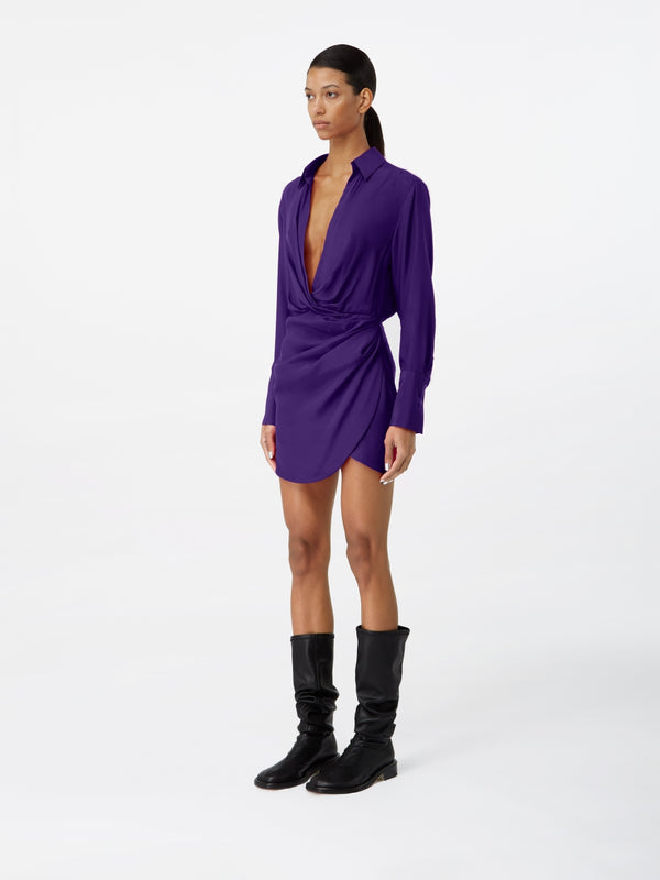 Gauge81 Naha Short Draped Silk Mini Dress