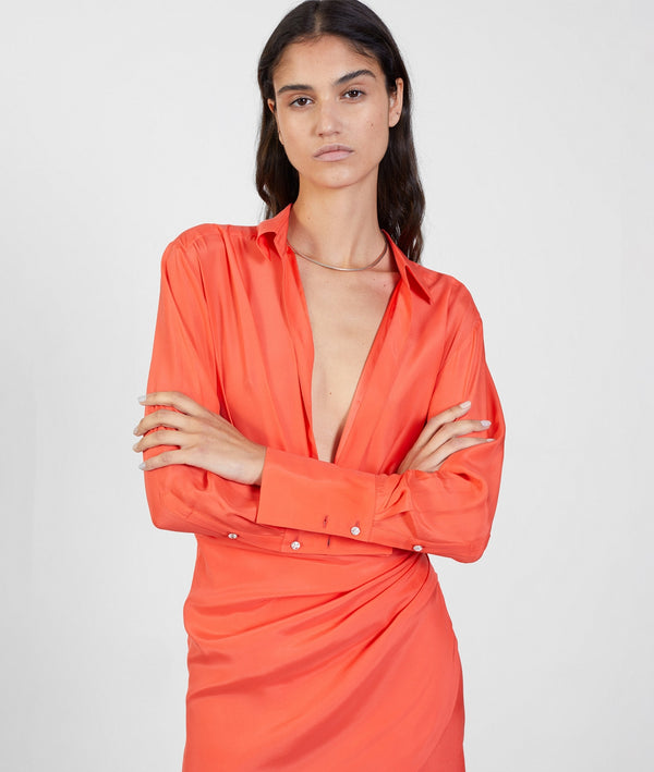 Gauge81 Naha Short Short Draped Shirt Silk Dress