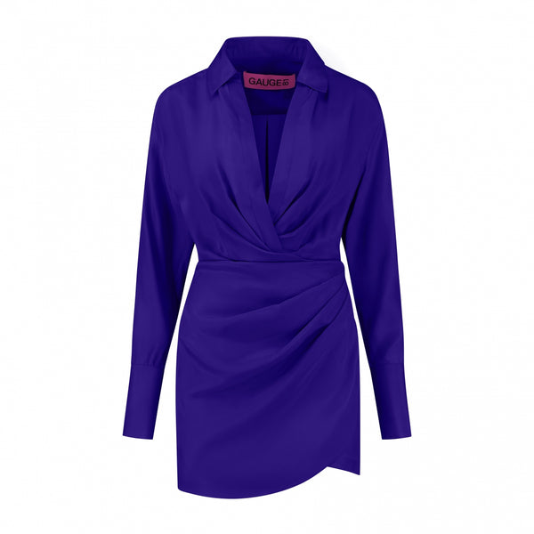 Gauge81 Naha Short Short Draped Shirt Silk Dress