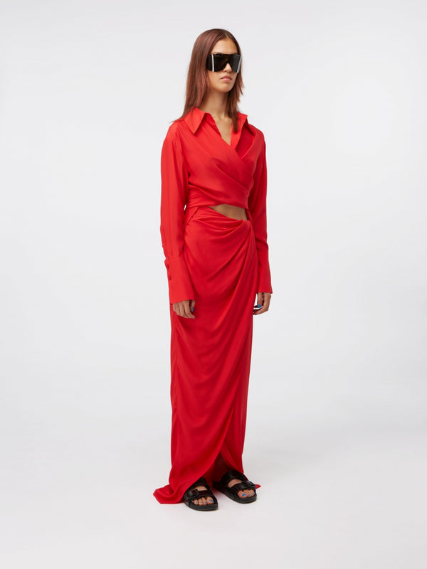 Gauge81 Paita Long Full Length Gathered Silk Skirt