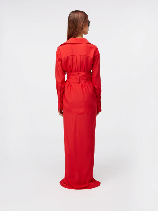 Gauge81 Paita Long Full Length Gathered Silk Skirt