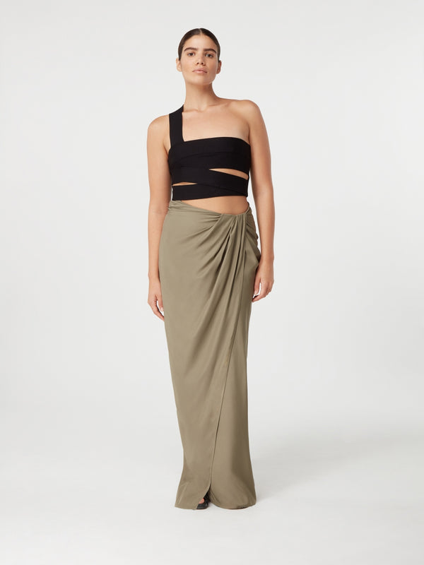 gauge81 paita long full length gathered silk skirt