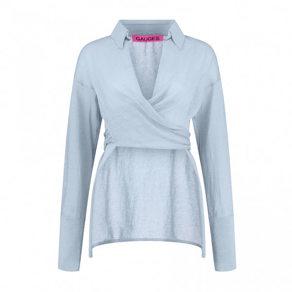 gauge81 sabinas knit long sleeve wrap shirt