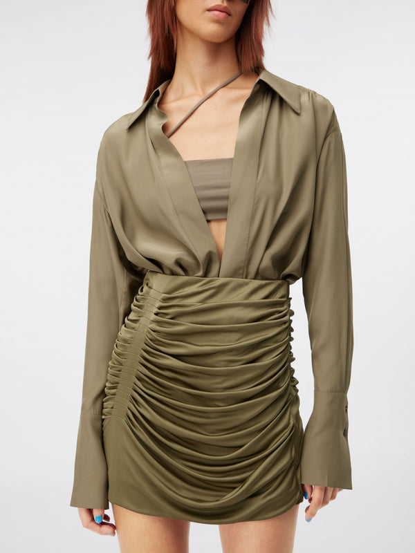 Gauge81 Sabinas Silk Long Sleeve Silk Wrap Shirt