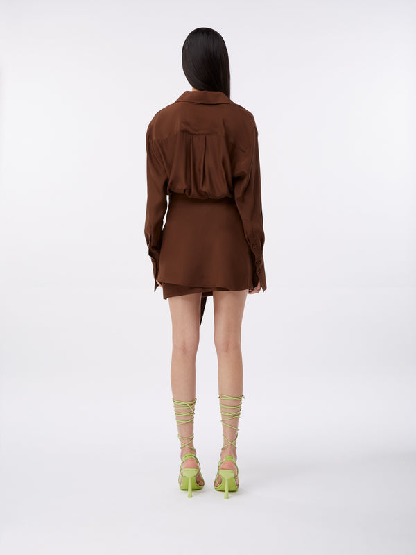 Gauge81 Gravia Asymmetric Silk Short Dress With Deep V