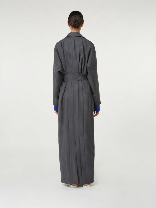 Gauge81 Jalu Pinstripe Tailored Wool Oversized Trenchcoat