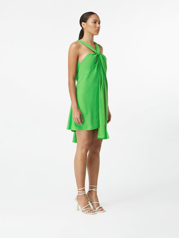 Gauge81 Kitami Mini Short Silk Dress With Twisted Strap Neckline