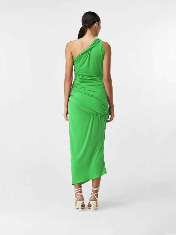 Gauge81 Marila Long Draped One Shoulder Jersey Dress With Knot Details