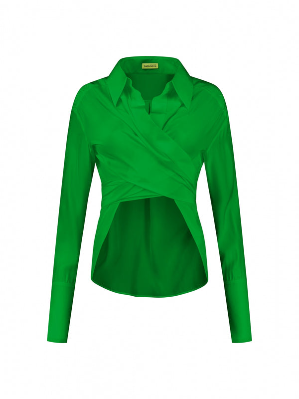 Gauge81 Sabinas Silk Silk Wrap Shirt With Back Closure