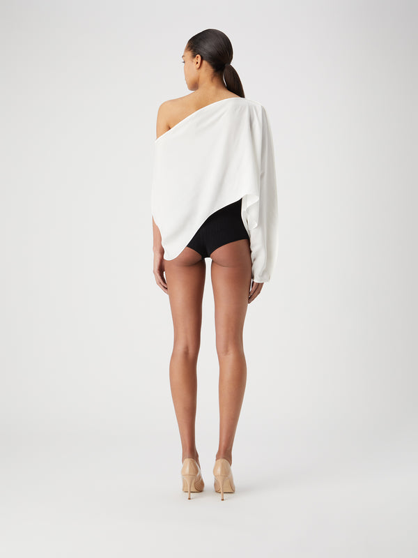 Gauge81 Yura Long Sleeve Silk Top With Asymmetrical Neckline