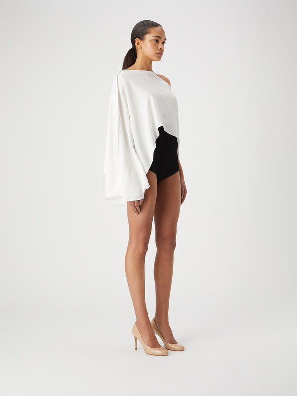 Gauge81 Yura Long Sleeve Silk Top With Asymmetrical Neckline
