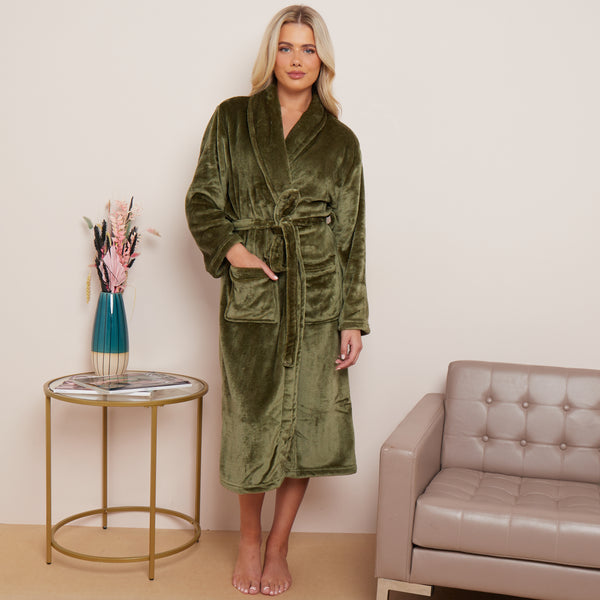Gaveno Cavailia Fleece Plain Bathrobes For Men & Women