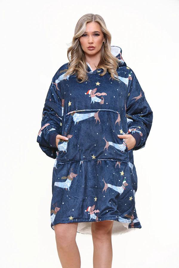 Gaveno Cavailia Xmas Adult Hoodie Snowy Dachshund