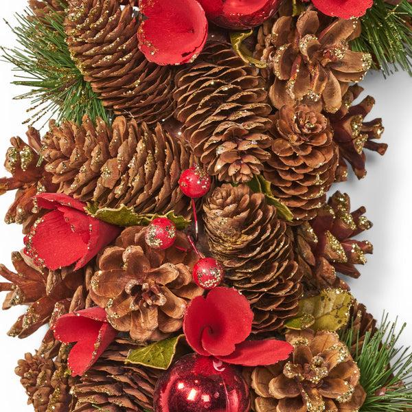 Gdf Studio 18.5 Inch Artificial Pinecone And Glitter Christmas Wreath