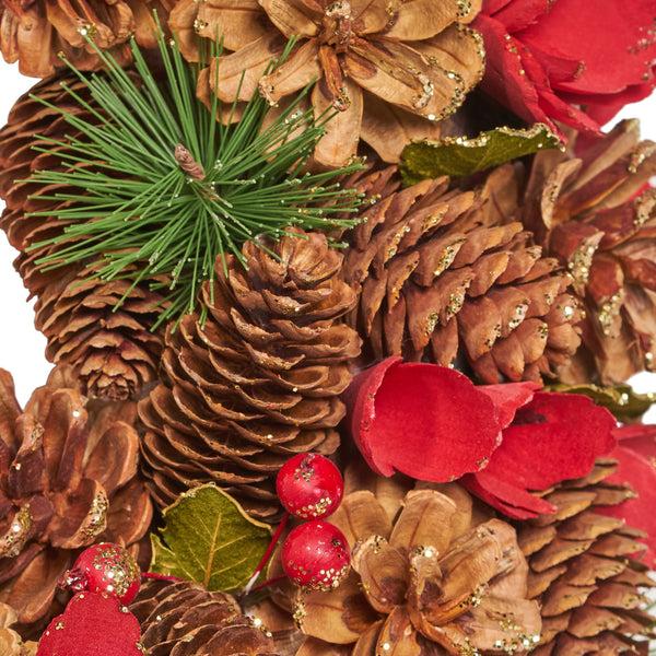 Gdf Studio 18.5 Inch Artificial Pinecone And Glitter Christmas Wreath
