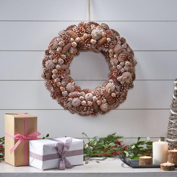 Gdf Studio 18.5 Inch Artificial Pinecone And Glitter Christmas Wreath