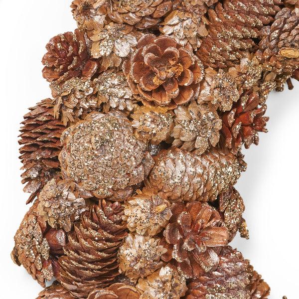 Gdf Studio 18.5 Inch Artificial Pinecone And Glitter Christmas Wreath