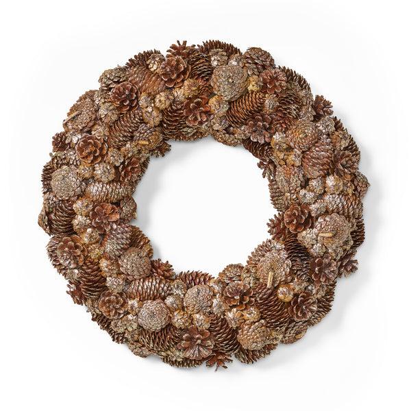 gdf studio 18.5 Inch Artificial Pinecone and Glitter Christmas Wreath