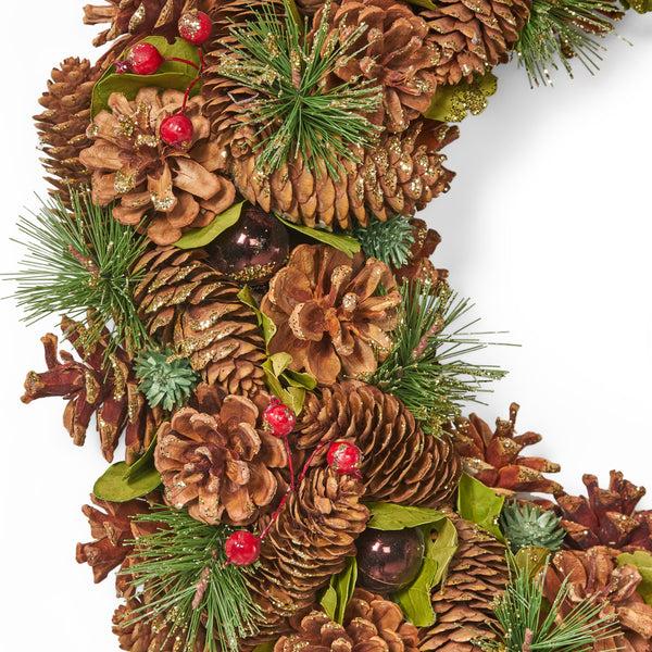 Gdf Studio 18.5 Inch Artificial Pinecone And Glitter Christmas Wreath
