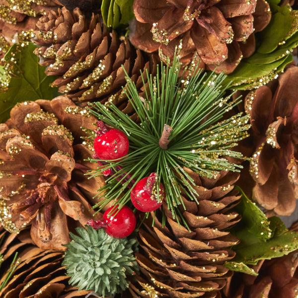 Gdf Studio 18.5 Inch Artificial Pinecone And Glitter Christmas Wreath