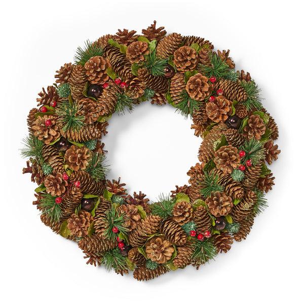 gdf studio 18.5 Inch Artificial Pinecone and Glitter Christmas Wreath