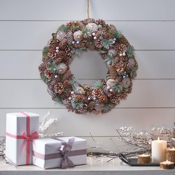 Gdf Studio 18.5 Inch Artificial Pinecone And Glitter Christmas Wreath