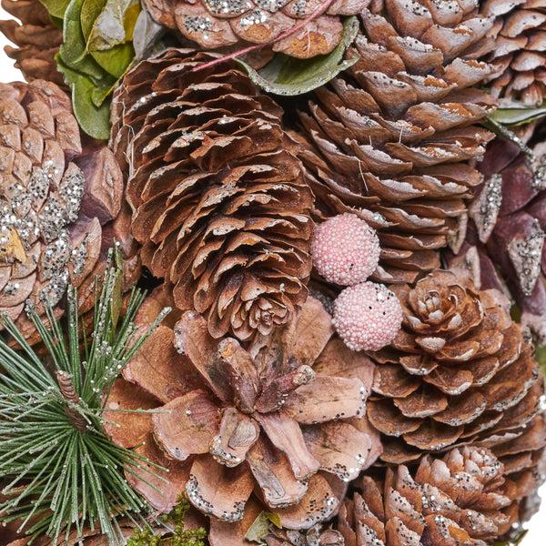 Gdf Studio 18.5 Inch Artificial Pinecone And Glitter Christmas Wreath