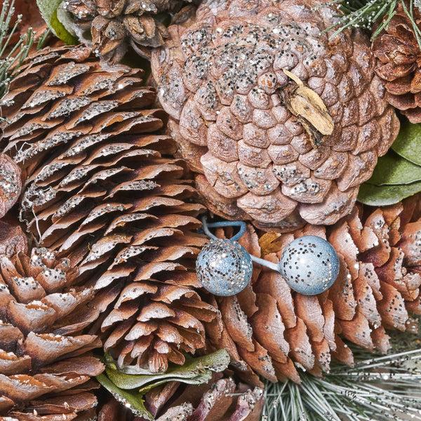 Gdf Studio 18.5 Inch Artificial Pinecone And Glitter Christmas Wreath