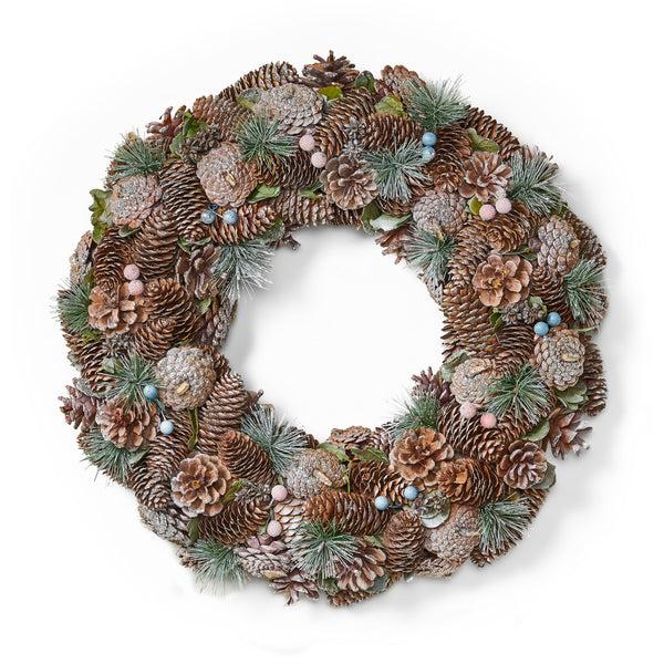 gdf studio 18.5 Inch Artificial Pinecone and Glitter Christmas Wreath