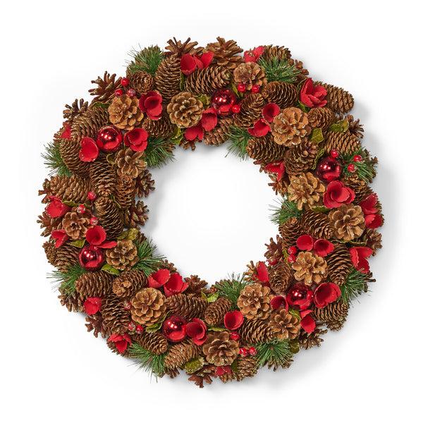 gdf studio 18.5 Inch Artificial Pinecone and Glitter Christmas Wreath