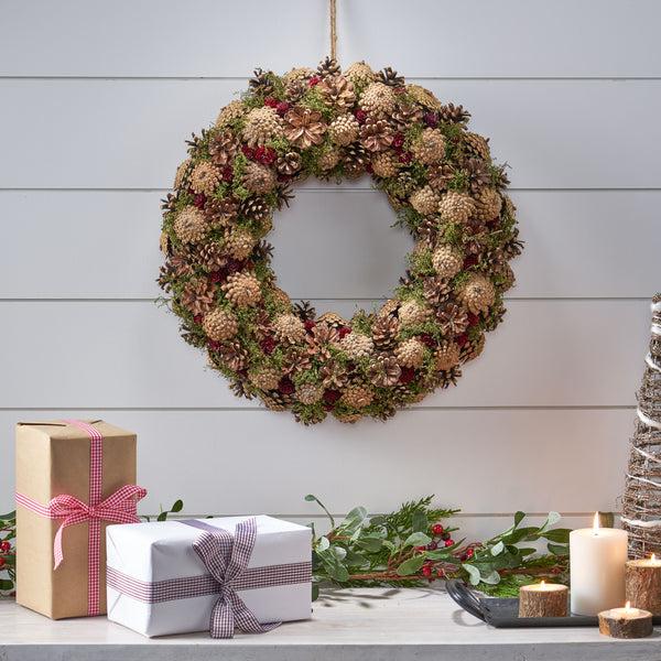 Gdf Studio 18.5 Inch Artificial Pinecone Christmas Wreath