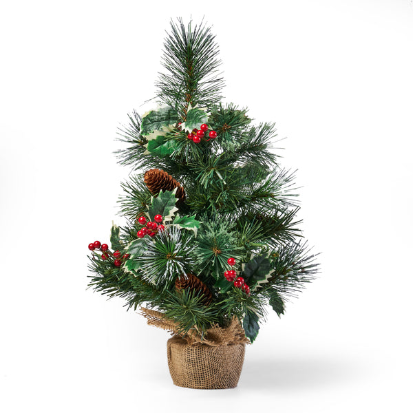 Gdf Studio 18" Pine Pre-Lit Clear LED Pre-Decorated Artificial Christmas Tree