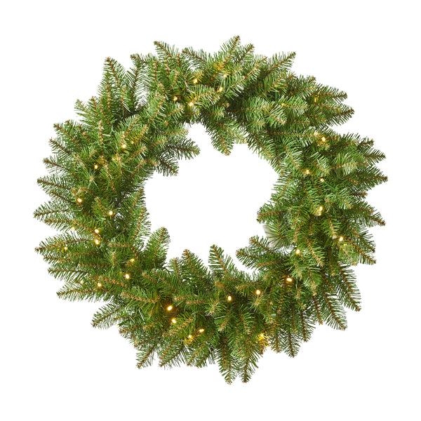 gdf studio 24" Fraser Fir Pre-Lit Warm White LED Artificial Christmas Wreath