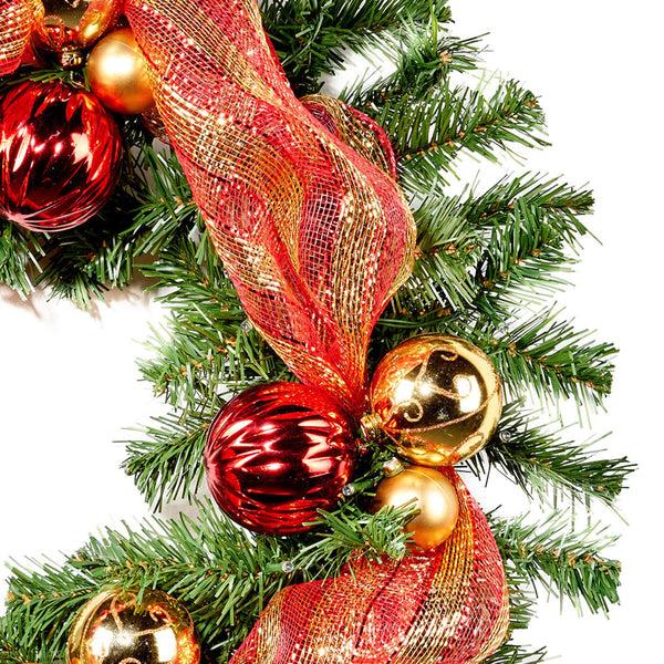 Gdf Studio 24-inch Noble For Pre-Lit Warm White LED Pre-Decorated Artificial Christmas Wreath