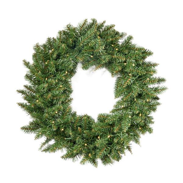 gdf studio 24-Inch Norway Spruce Pre-Lit Warm White LED Artificial Christmas Wreath