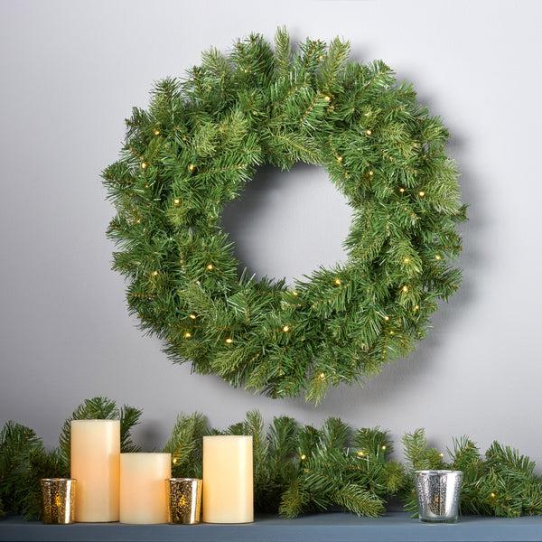 Gdf Studio 24" Mixed Spruce Warm White LED Artificial Christmas Wreath