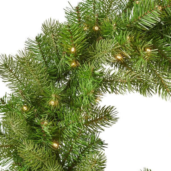 Gdf Studio 24" Mixed Spruce Warm White LED Artificial Christmas Wreath